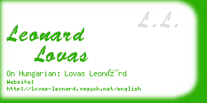 leonard lovas business card